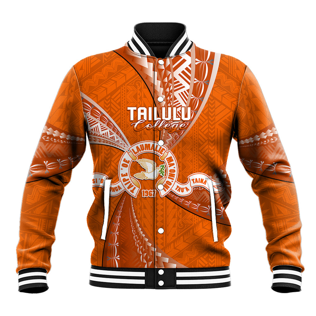 Personalised Tonga Tailulu College Baseball Jacket Tongan Ngatu Pattern LT14 Unisex Orange - Polynesian Pride