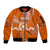 Personalised Tonga Tailulu College Sleeve Zip Bomber Jacket Tongan Ngatu Pattern LT14 Unisex Orange - Polynesian Pride