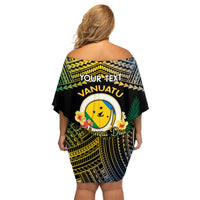 Personalised Malampa Day Family Matching Off Shoulder Short Dress and Hawaiian Shirt Vanuatu Provinces Polynesian Pattern