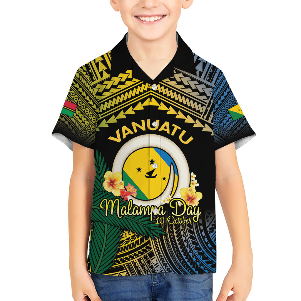 Personalised Malampa Day Family Matching Short Sleeve Bodycon Dress and Hawaiian Shirt Vanuatu Provinces Polynesian Pattern