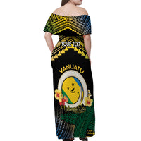 Personalised Malampa Day Off Shoulder Maxi Dress Vanuatu Provinces Polynesian Pattern