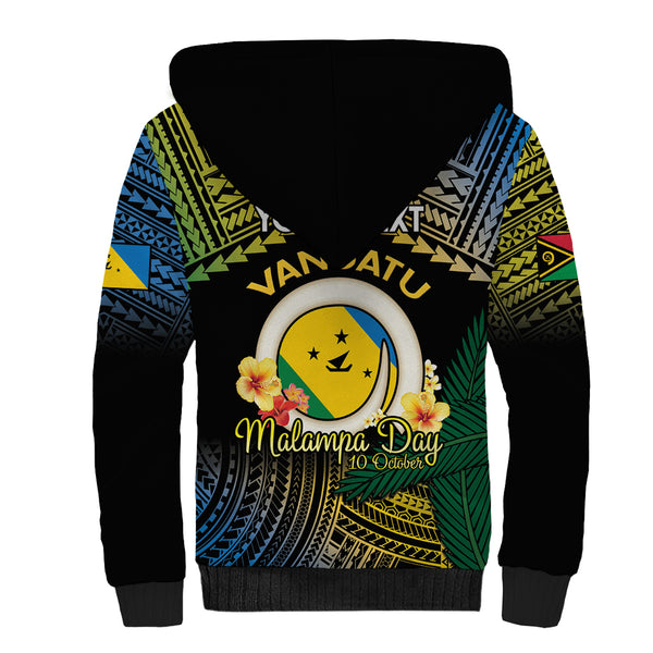 Vanuatu Sherpa Hoodie Polynesia Tribal Pattern With Map main image 0