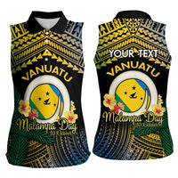 Personalised Malampa Day Women Sleeveless Polo Shirt Vanuatu Provinces Polynesian Pattern