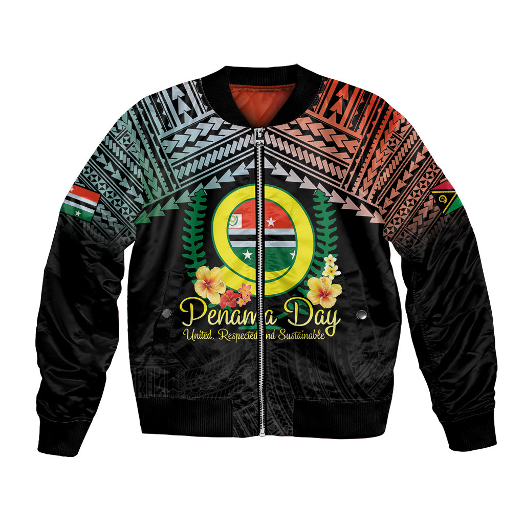 Personalised Penama Day Bomber Jacket Vanuatu Provinces Polynesian Pattern