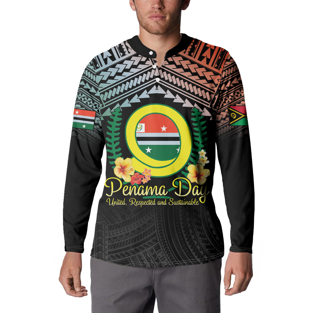 Personalised Penama Day Button Sweatshirt Vanuatu Provinces Polynesian Pattern