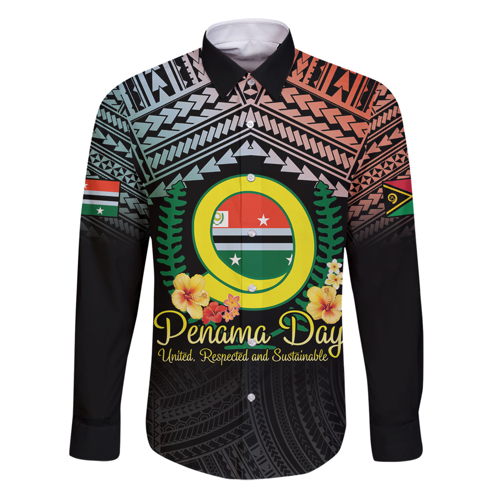 Personalised Penama Day Family Matching Mermaid Dress and Hawaiian Shirt Vanuatu Provinces Polynesian Pattern