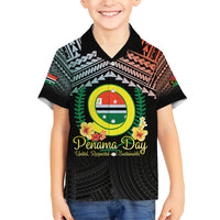 Personalised Penama Day Family Matching Tank Maxi Dress and Hawaiian Shirt Vanuatu Provinces Polynesian Pattern LT14 Son's Shirt Black - Polynesian Pride