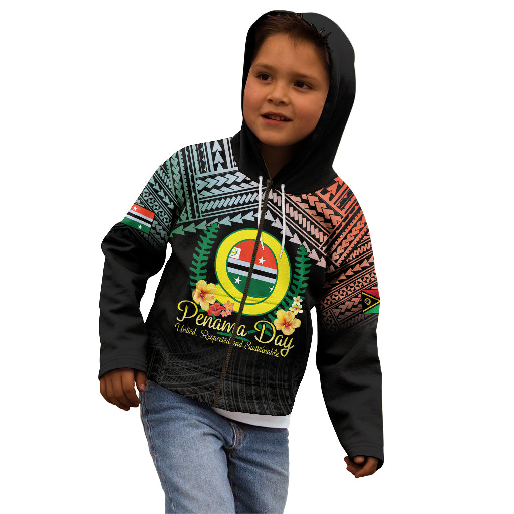 Personalised Penama Day Kid Hoodie Vanuatu Provinces Polynesian Pattern
