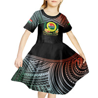 Personalised Penama Day Kid Short Sleeve Dress Vanuatu Provinces Polynesian Pattern