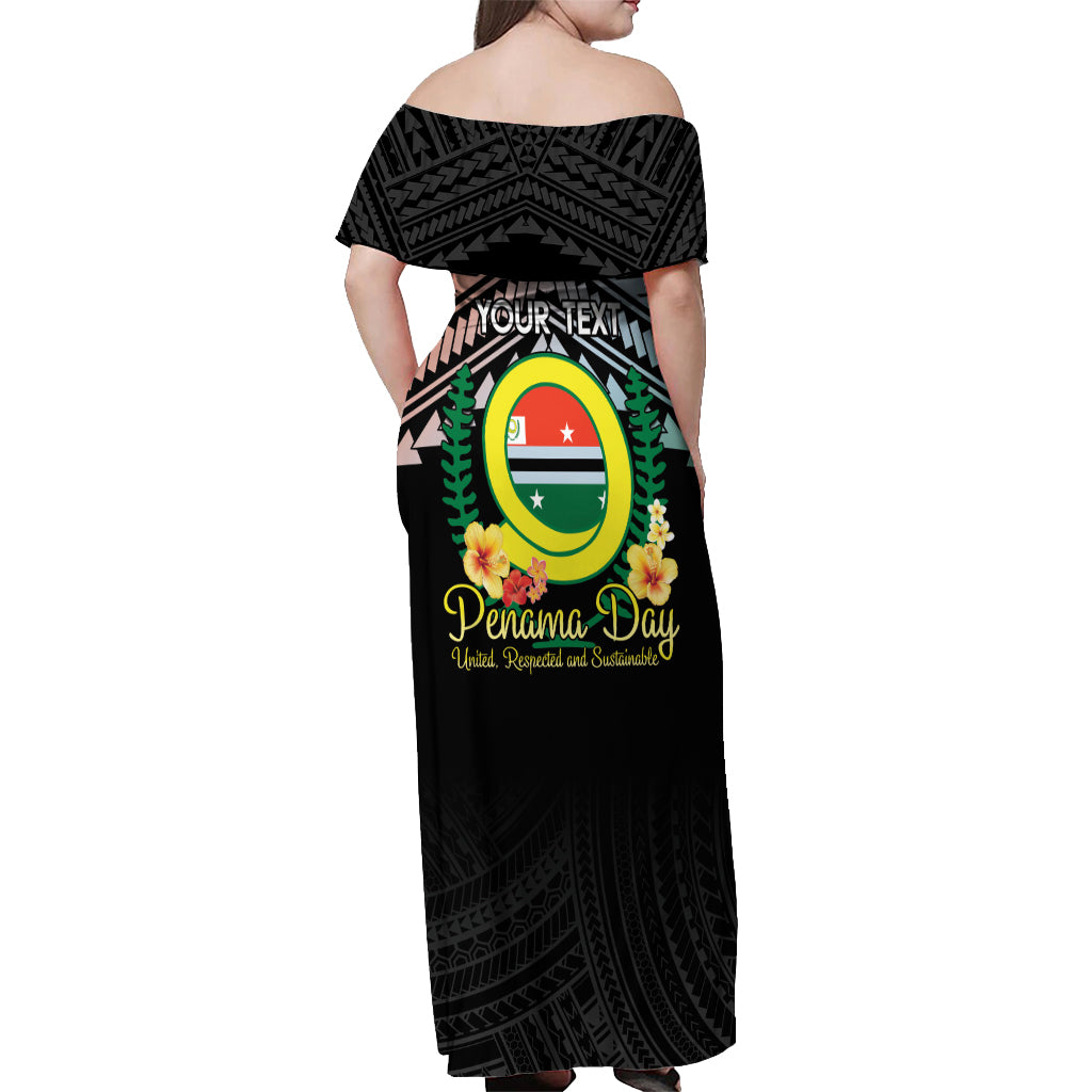 Personalised Penama Day Off Shoulder Maxi Dress Vanuatu Provinces Polynesian Pattern