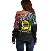 Personalised Penama Day Off Shoulder Sweater Vanuatu Provinces Polynesian Pattern