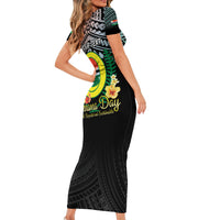 Personalised Penama Day Short Sleeve Bodycon Dress Vanuatu Provinces Polynesian Pattern
