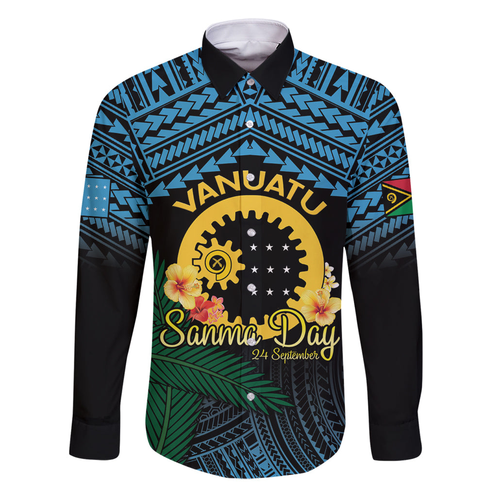 Personalised Sanma Day Family Matching Long Sleeve Bodycon Dress and Hawaiian Shirt Vanuatu Provinces Polynesian Pattern