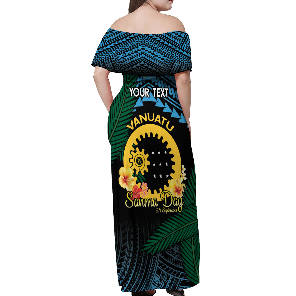 Personalised Sanma Day Off Shoulder Maxi Dress Vanuatu Provinces Polynesian Pattern