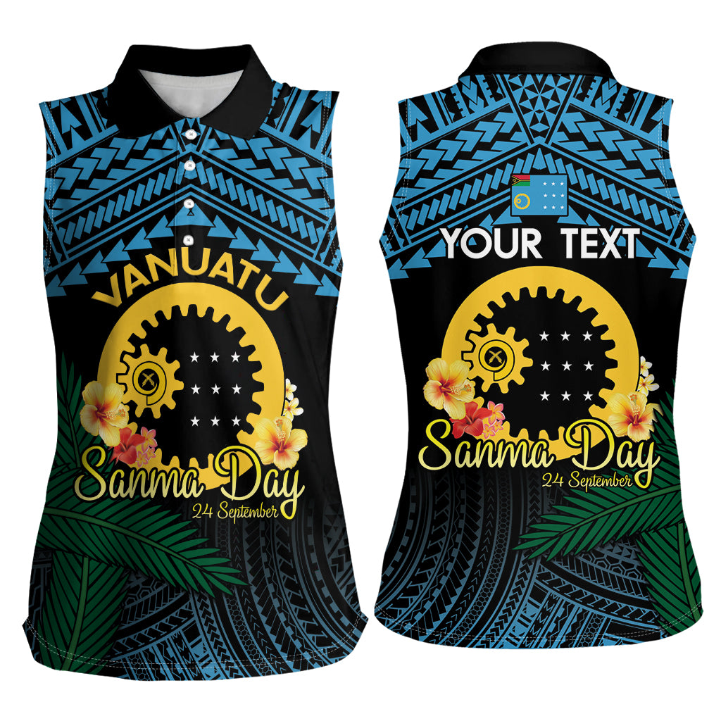 Personalised Sanma Day Women Sleeveless Polo Shirt Vanuatu Provinces Polynesian Pattern