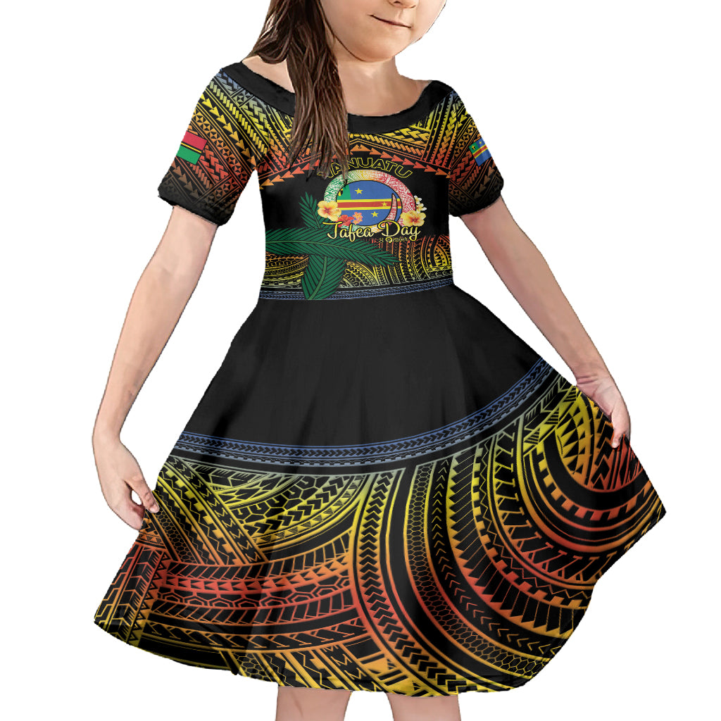 Personalised Tafea Day Family Matching Tank Maxi Dress and Hawaiian Shirt Vanuatu Provinces Polynesian Pattern LT14 Daughter's Dress Black - Polynesian Pride