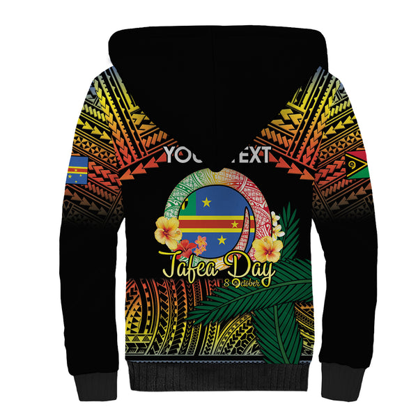 Vanuatu Sherpa Hoodie Polynesia Tribal Pattern With Map main image 1