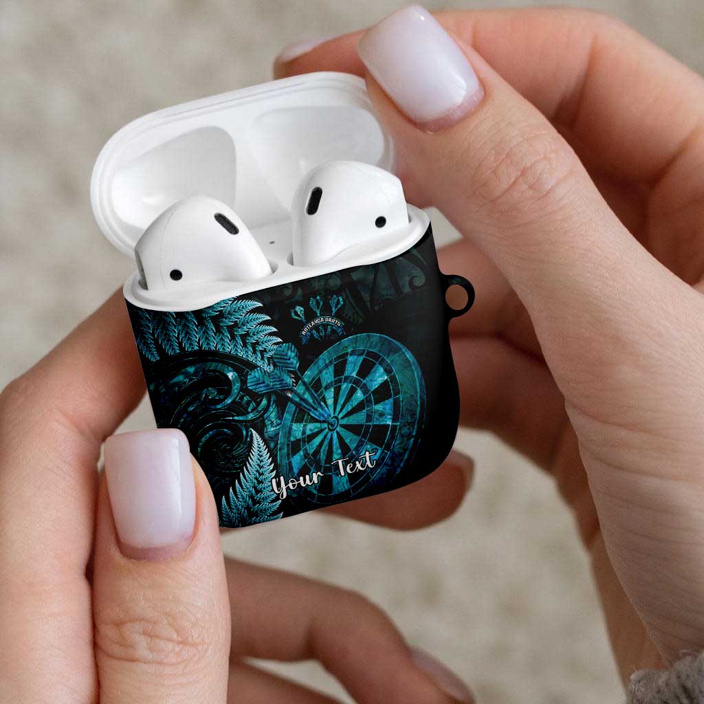 Personalised New Zealand Darts AirPods Case Happiness Is A Tight Threesome Maori Paua Shell - Polynesian Pride