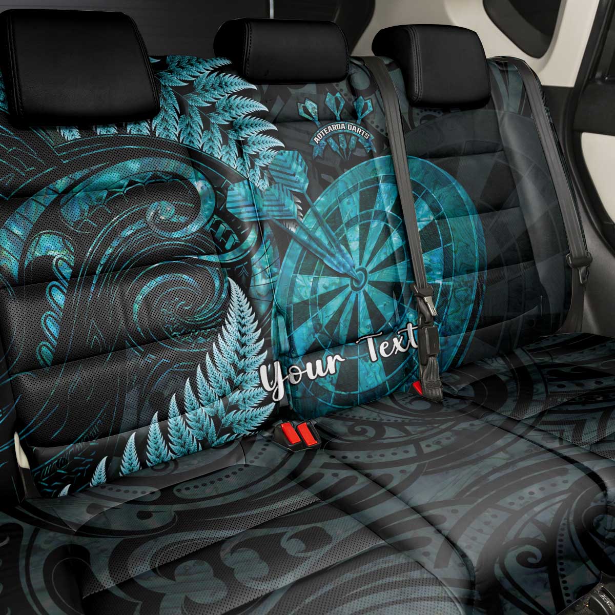Personalised New Zealand Darts Back Car Seat Cover Happiness Is A Tight Threesome Maori Paua Shell