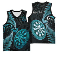 Personalised New Zealand Darts Basketball Jersey Happiness Is A Tight Threesome Maori Paua Shell - Polynesian Pride