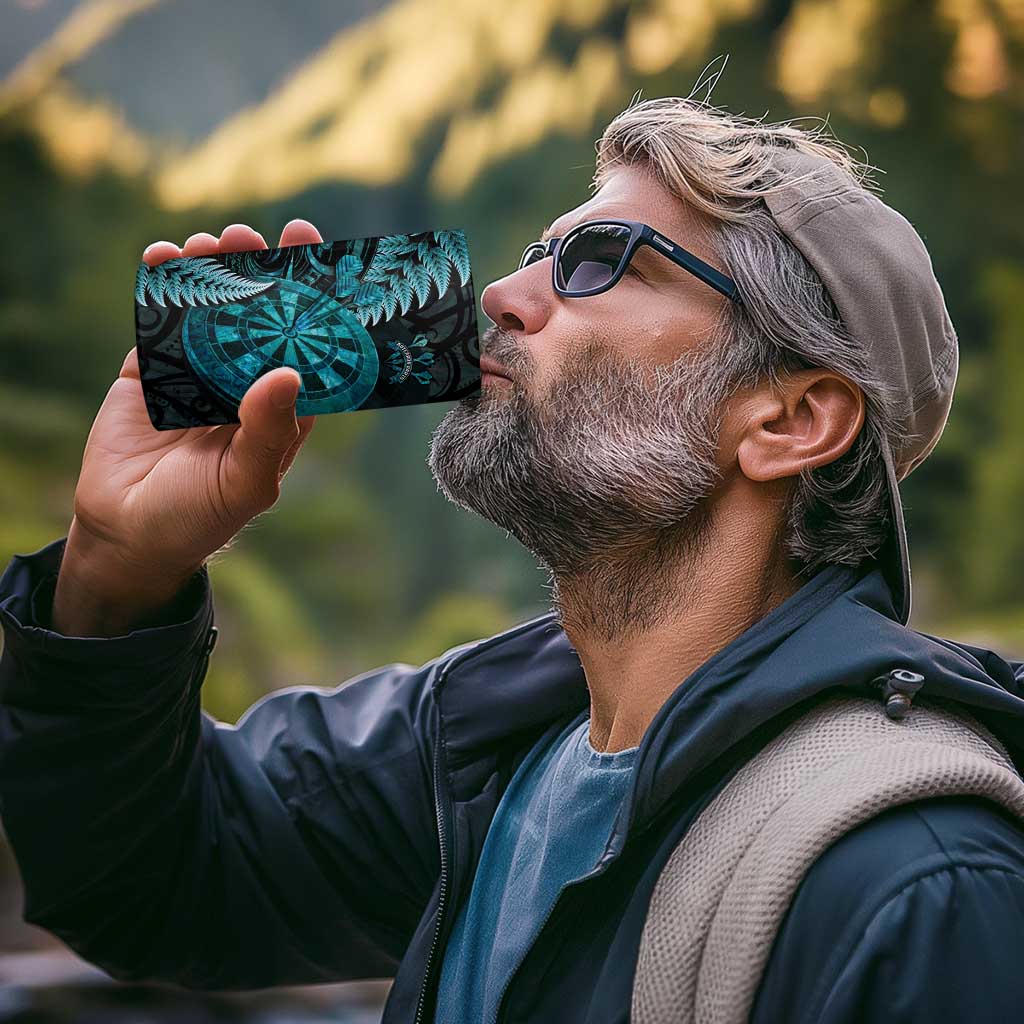 Personalised New Zealand Darts 4 in 1 Can Cooler Tumbler Happiness Is A Tight Threesome Maori Paua Shell