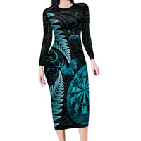 Personalised New Zealand Darts Family Matching Long Sleeve Bodycon Dress and Hawaiian Shirt Happiness Is A Tight Threesome Maori Paua Shell