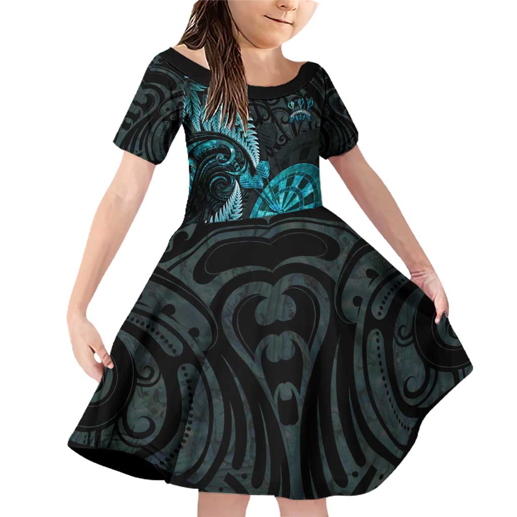 Personalised New Zealand Darts Family Matching Off Shoulder Short Dress and Hawaiian Shirt Happiness Is A Tight Threesome Maori Paua Shell