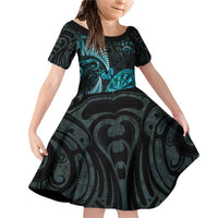 Personalised New Zealand Darts Family Matching Off Shoulder Short Dress and Hawaiian Shirt Happiness Is A Tight Threesome Maori Paua Shell
