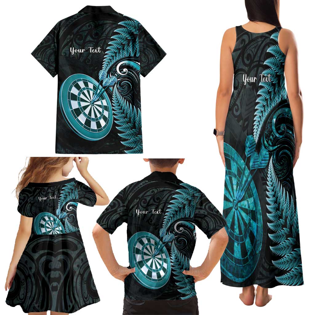 Personalised New Zealand Darts Family Matching Tank Maxi Dress and Hawaiian Shirt Happiness Is A Tight Threesome Maori Paua Shell