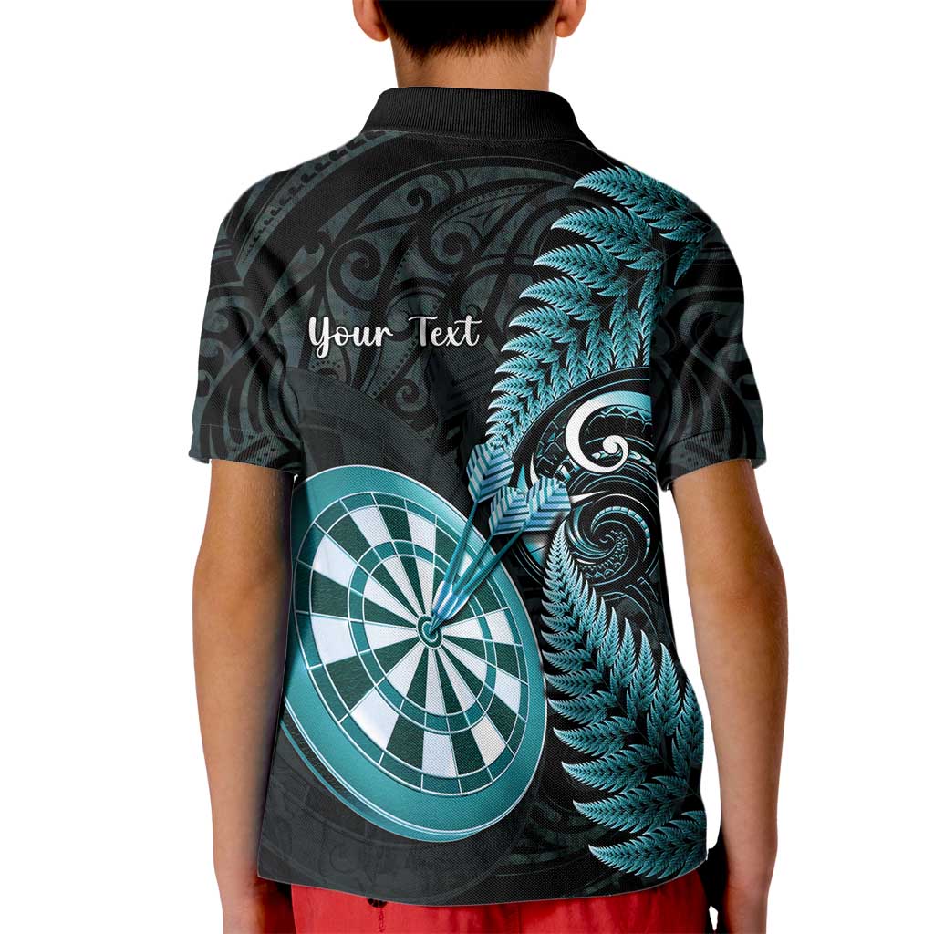 Personalised New Zealand Darts Kid Polo Shirt Happiness Is A Tight Threesome Maori Paua Shell
