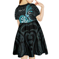 Personalised New Zealand Darts Kid Short Sleeve Dress Happiness Is A Tight Threesome Maori Paua Shell