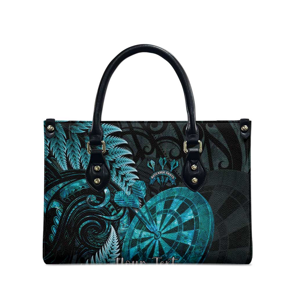 Personalised New Zealand Darts Leather Bag Happiness Is A Tight Threesome Maori Paua Shell - Polynesian Pride