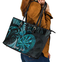 Personalised New Zealand Darts Leather Tote Bag Happiness Is A Tight Threesome Maori Paua Shell