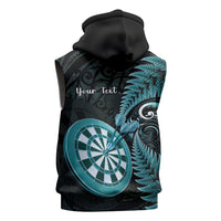 Personalised New Zealand Darts Sleeveless Hoodie Happiness Is A Tight Threesome Maori Paua Shell - Polynesian Pride