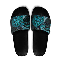 Personalised New Zealand Darts Slide Sandals Happiness Is A Tight Threesome Maori Paua Shell - Polynesian Pride