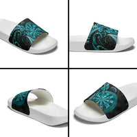 Personalised New Zealand Darts Slide Sandals Happiness Is A Tight Threesome Maori Paua Shell - Polynesian Pride