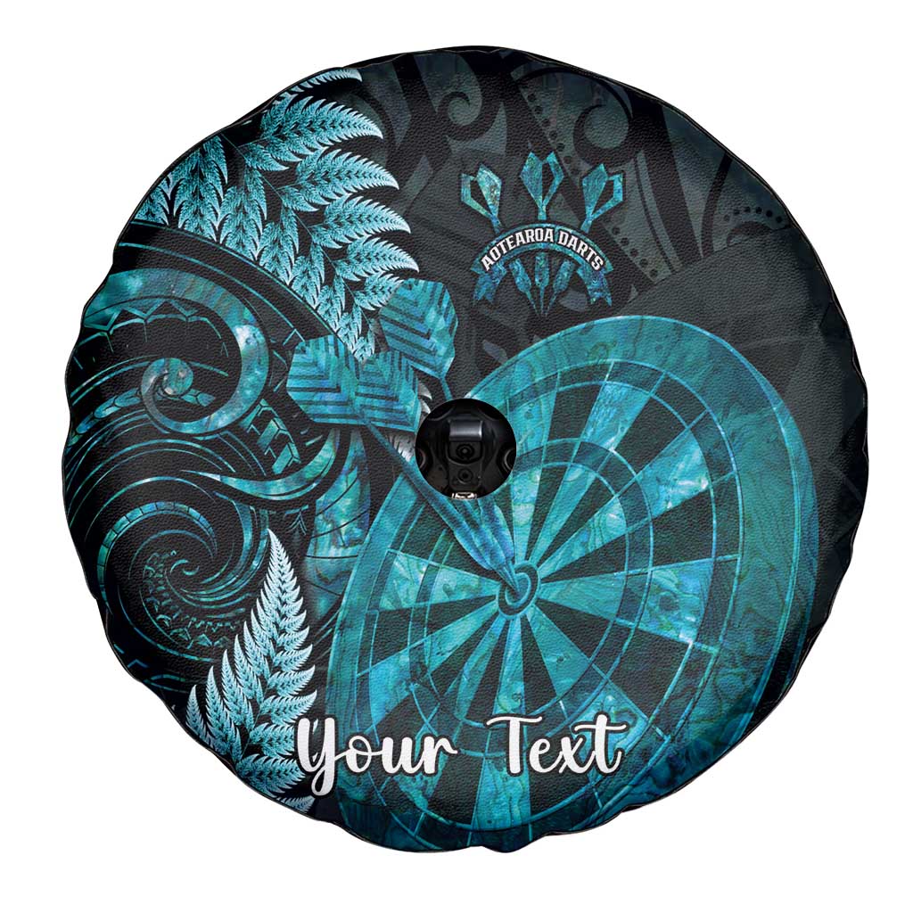 Personalised New Zealand Darts Spare Tire Cover Happiness Is A Tight Threesome Maori Paua Shell