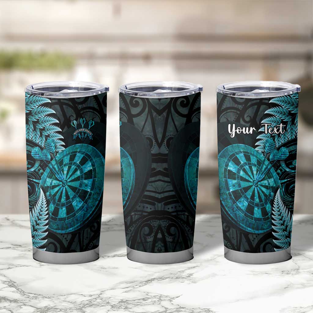 Personalised New Zealand Darts Tumbler Cup Happiness Is A Tight Threesome Maori Paua Shell