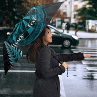 Personalised New Zealand Darts Umbrella Happiness Is A Tight Threesome Maori Paua Shell - Polynesian Pride