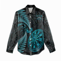Personalised New Zealand Darts Women Casual Shirt Happiness Is A Tight Threesome Maori Paua Shell