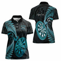 Personalised New Zealand Darts Women Polo Shirt Happiness Is A Tight Threesome Maori Paua Shell