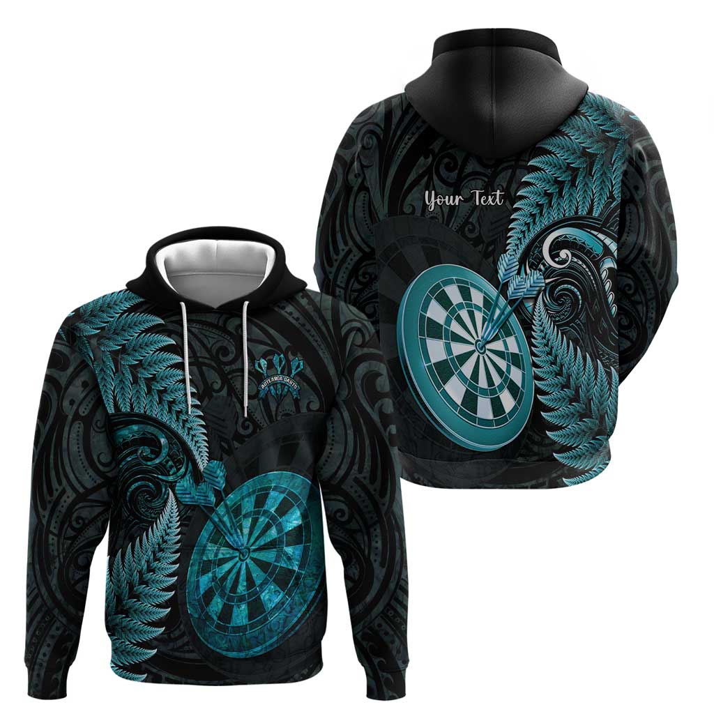 Personalised New Zealand Darts Zip Hoodie Happiness Is A Tight Threesome Maori Paua Shell