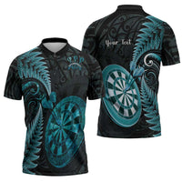 Personalised New Zealand Darts Zipper Polo Shirt Happiness Is A Tight Threesome Maori Paua Shell - Polynesian Pride