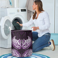 New Zealand Ta Moko Laundry Basket Aotearoa Maori Chest Tattoo Purple