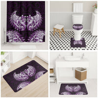 New Zealand Ta Moko Bathroom Set Aotearoa Maori Chest Tattoo Purple