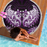 New Zealand Ta Moko Beach Blanket Aotearoa Maori Chest Tattoo Purple