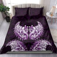 New Zealand Ta Moko Bedding Set Aotearoa Maori Chest Tattoo Purple