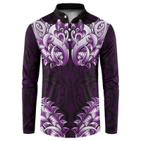 New Zealand Ta Moko Button Sweatshirt Aotearoa Maori Chest Tattoo Purple