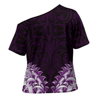 New Zealand Ta Moko Cross Shoulder Shirt Aotearoa Maori Chest Tattoo Purple