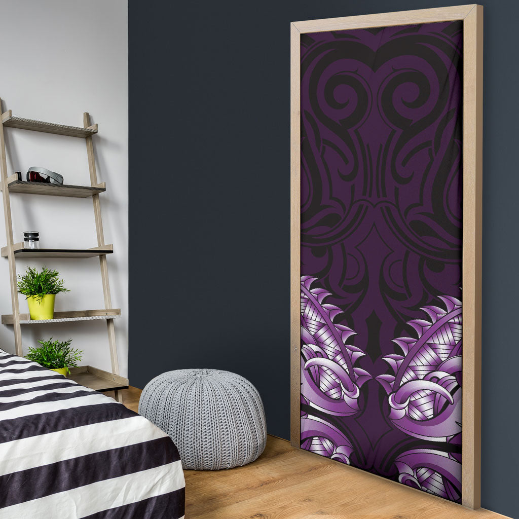 New Zealand Ta Moko Door Cover Aotearoa Maori Chest Tattoo Purple